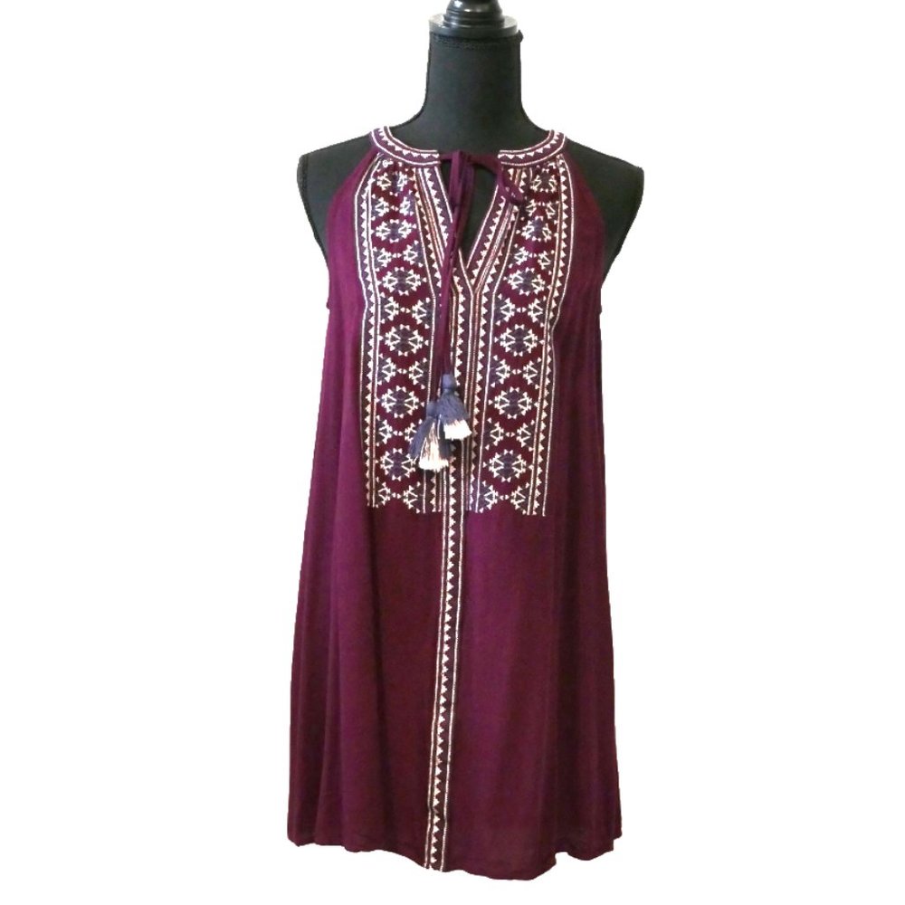 Dark Purple Patterned Mini Dress